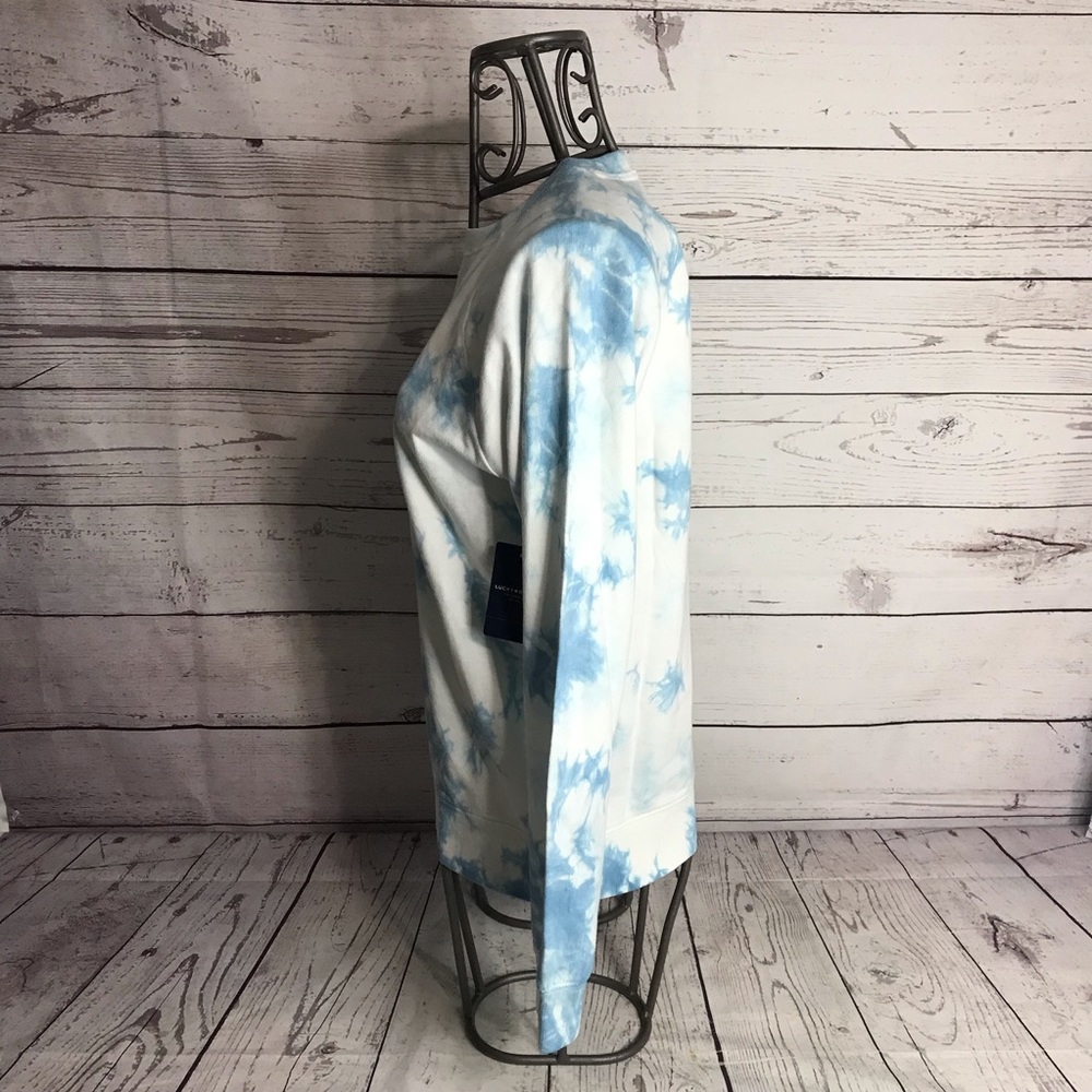 16) Lucky Brand Blue & White Tie Dye Crewneck Pullover Sweatshirt Size Small - Picture 6 of 11